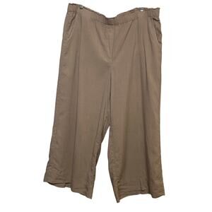 PureJill J.Jill Women's Tan Tencel Wide Leg Elastic Pull On Cropped Pants Sz XL